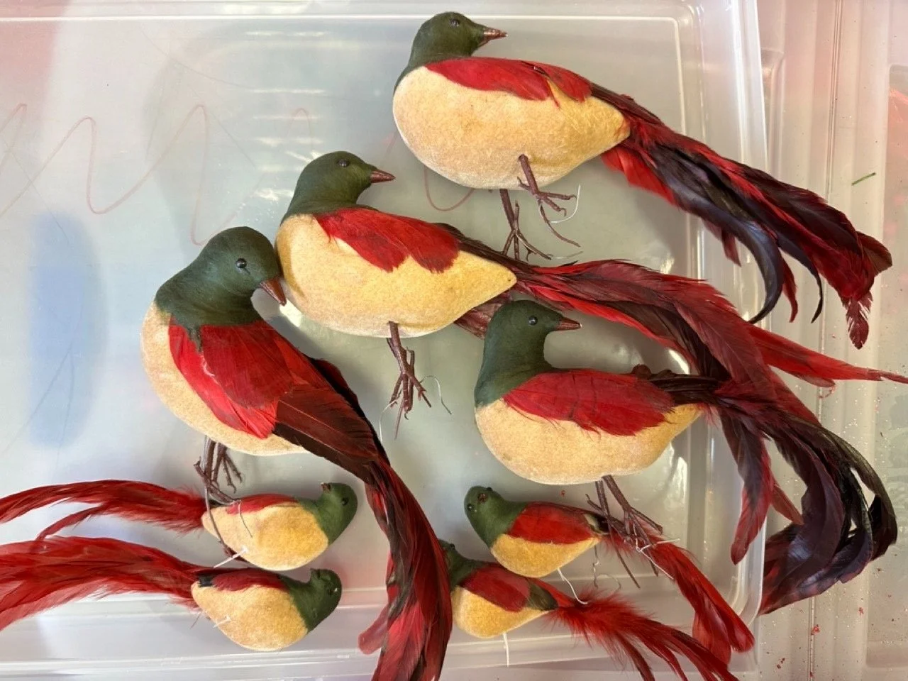 $15 — set of 8 flocked felt birds from Peppermint Forest