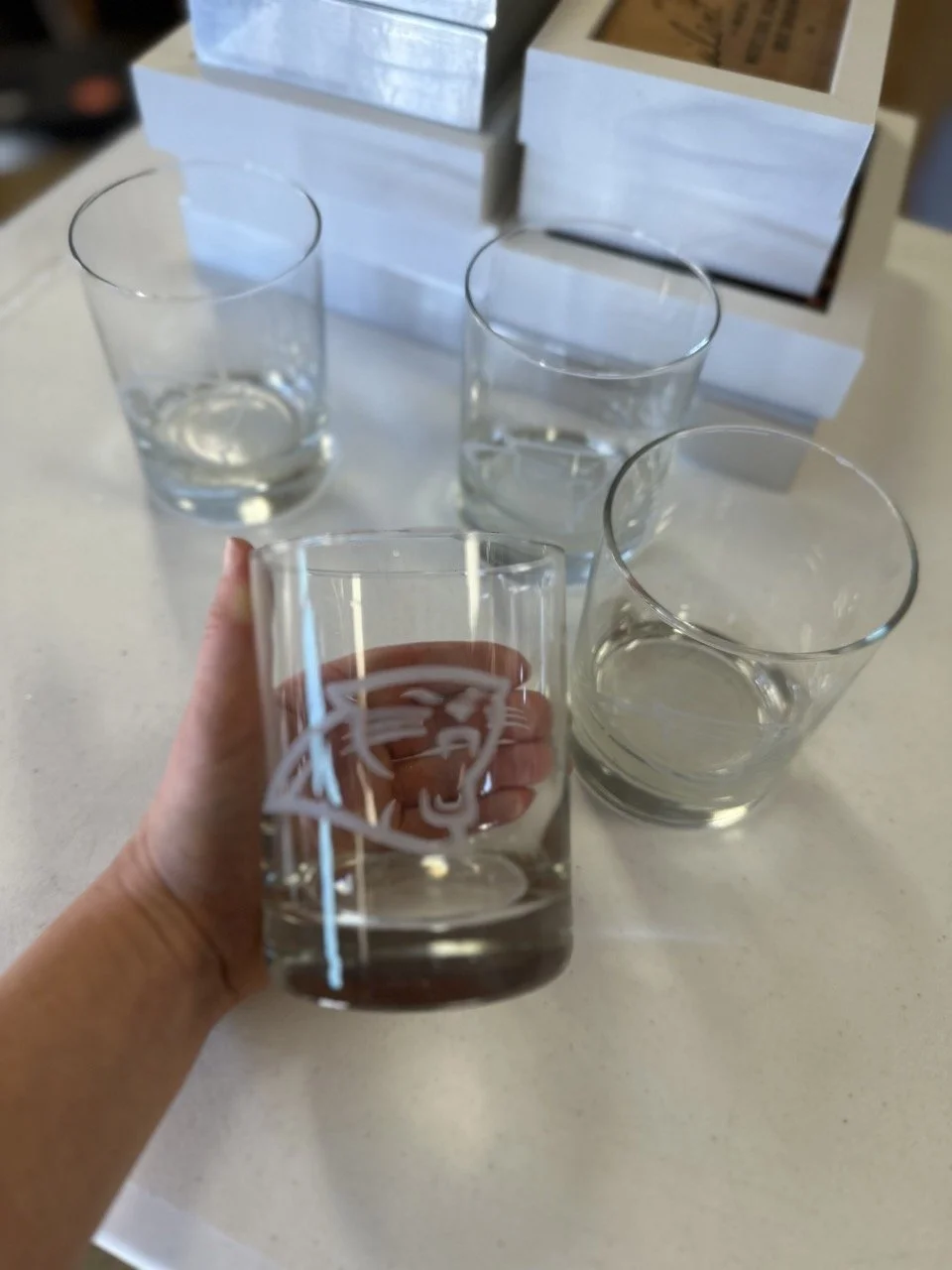 $8 Panthers etched glasses | set of 4