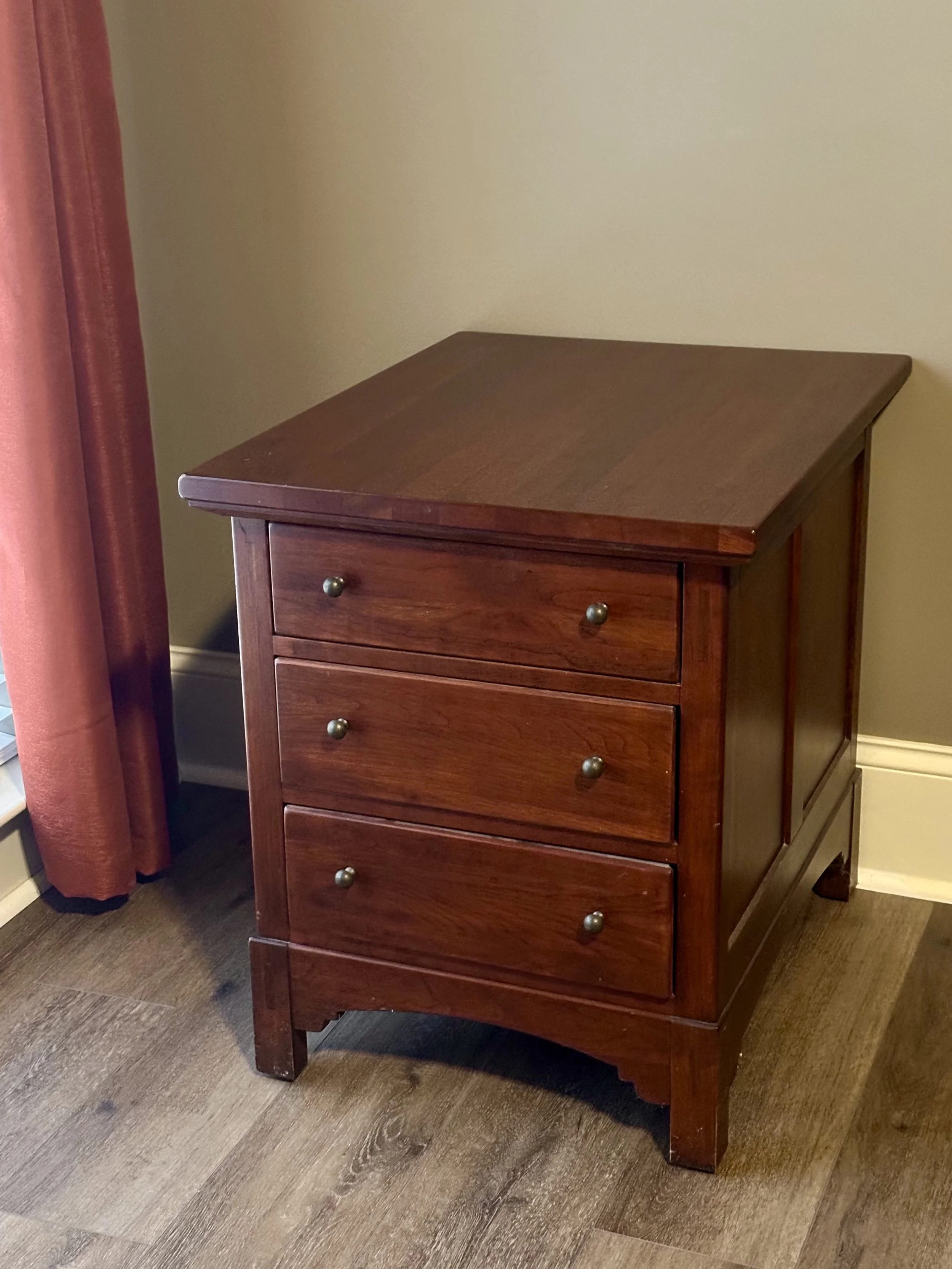 $95 - Lexington Bob Timberlake 3 Drawer Nightstand / End Table Solid Wood | Beautiful solid wood 3-drawer nightstand or end table from the Bob Timberlake Arts & Crafts Collection by Lexington Home Brands. Classic Arts & Crafts styling with warm wood 