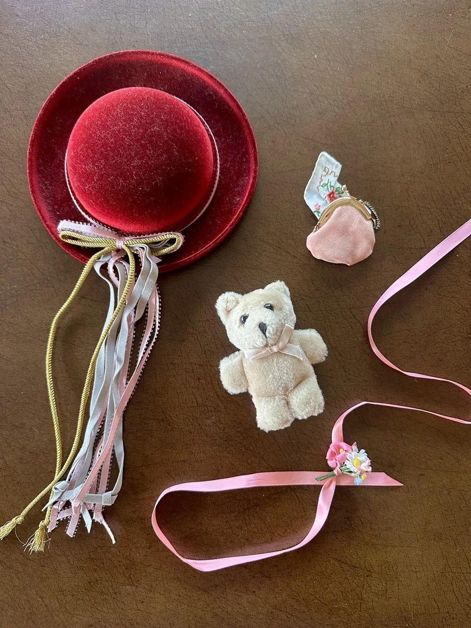 SOLD - $35 – American Girl Samantha Accessories Lot – Hat, Purse, Teddy Bear, Ribbon + More