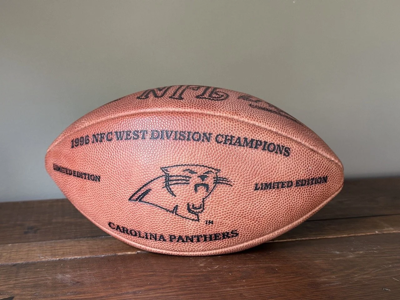 $50 - Carolina Panthers 1996 NFC West Champions Football (#107 of 500)