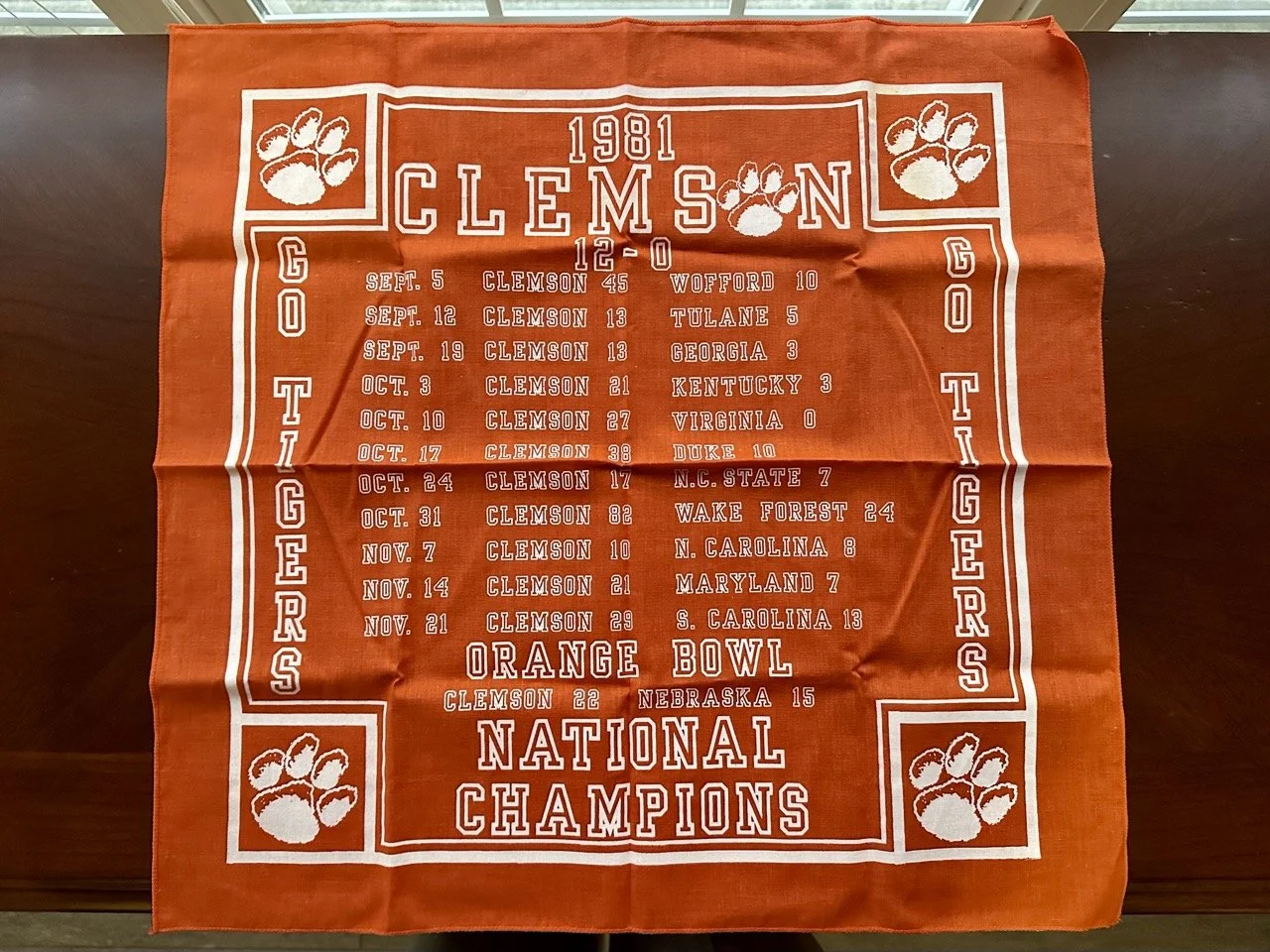 $45 | Vintage Clemson Bandana Set (2) – 1981 National Champions + Original Tiger Rag