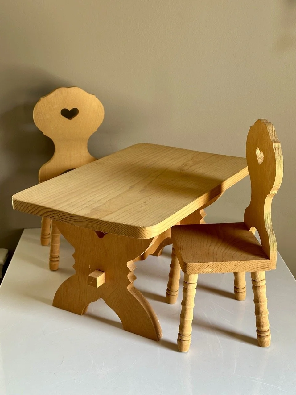 SOLD - $85 – Pleasant Company American Girl Table + Chairs – Wooden Set
