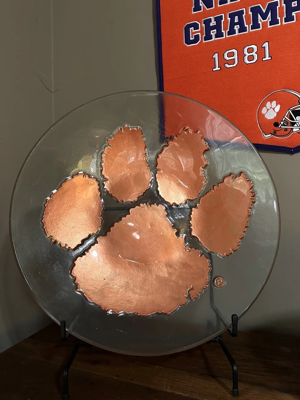 $45 | Clemson Paw Decorative Glass Plate / Bowl (17.75”)