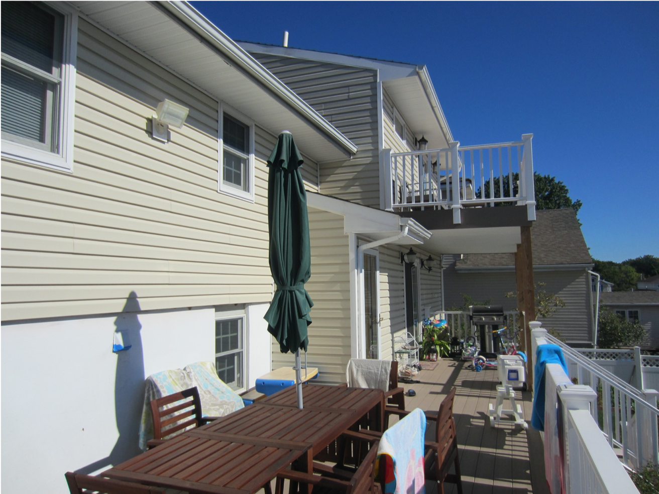 New deck and balcony at rear of house