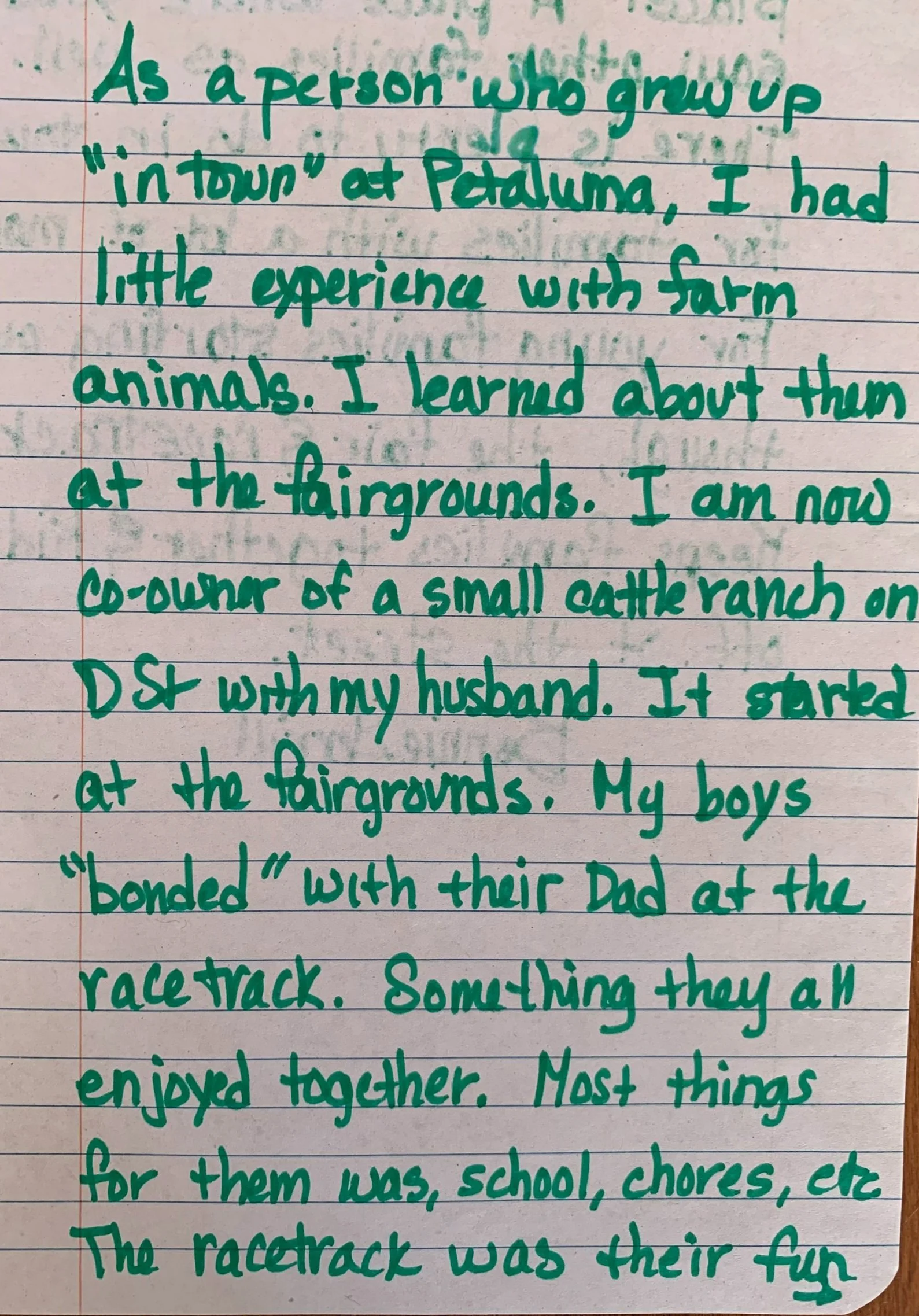 Grew up “in town” at Petaluma