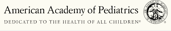 Logo of the American Academy of Pediatrics with text 'Dedicated to the health of all children'