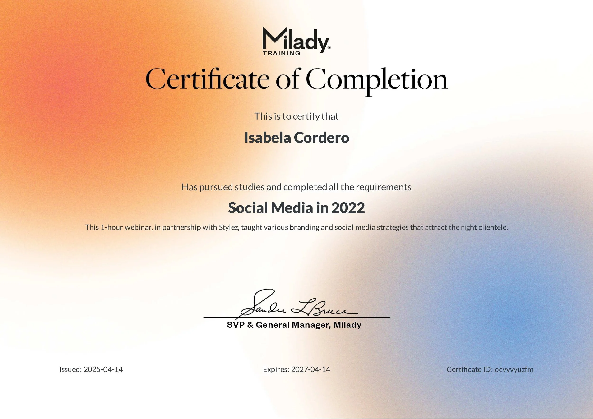 Milady Social Media Marketing Certification