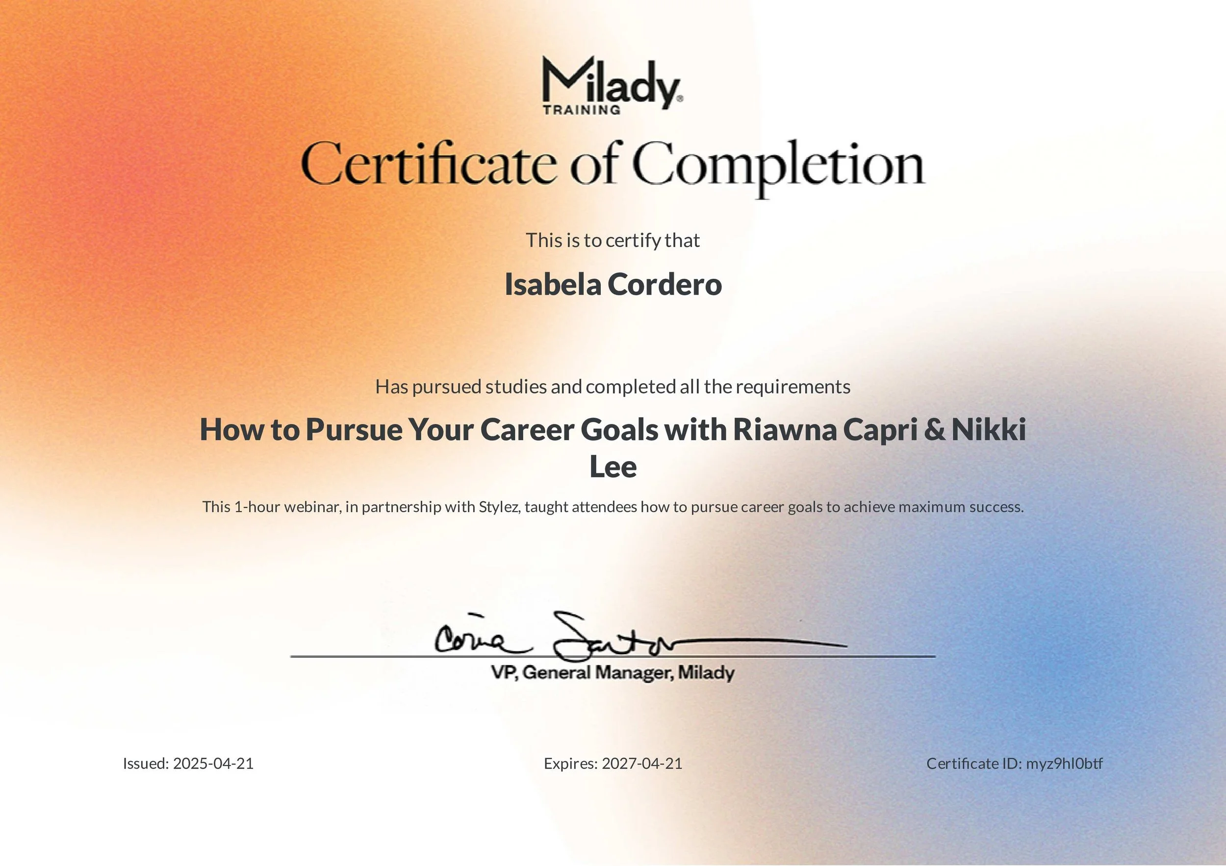 Milady Pursuing Career Goals Certification