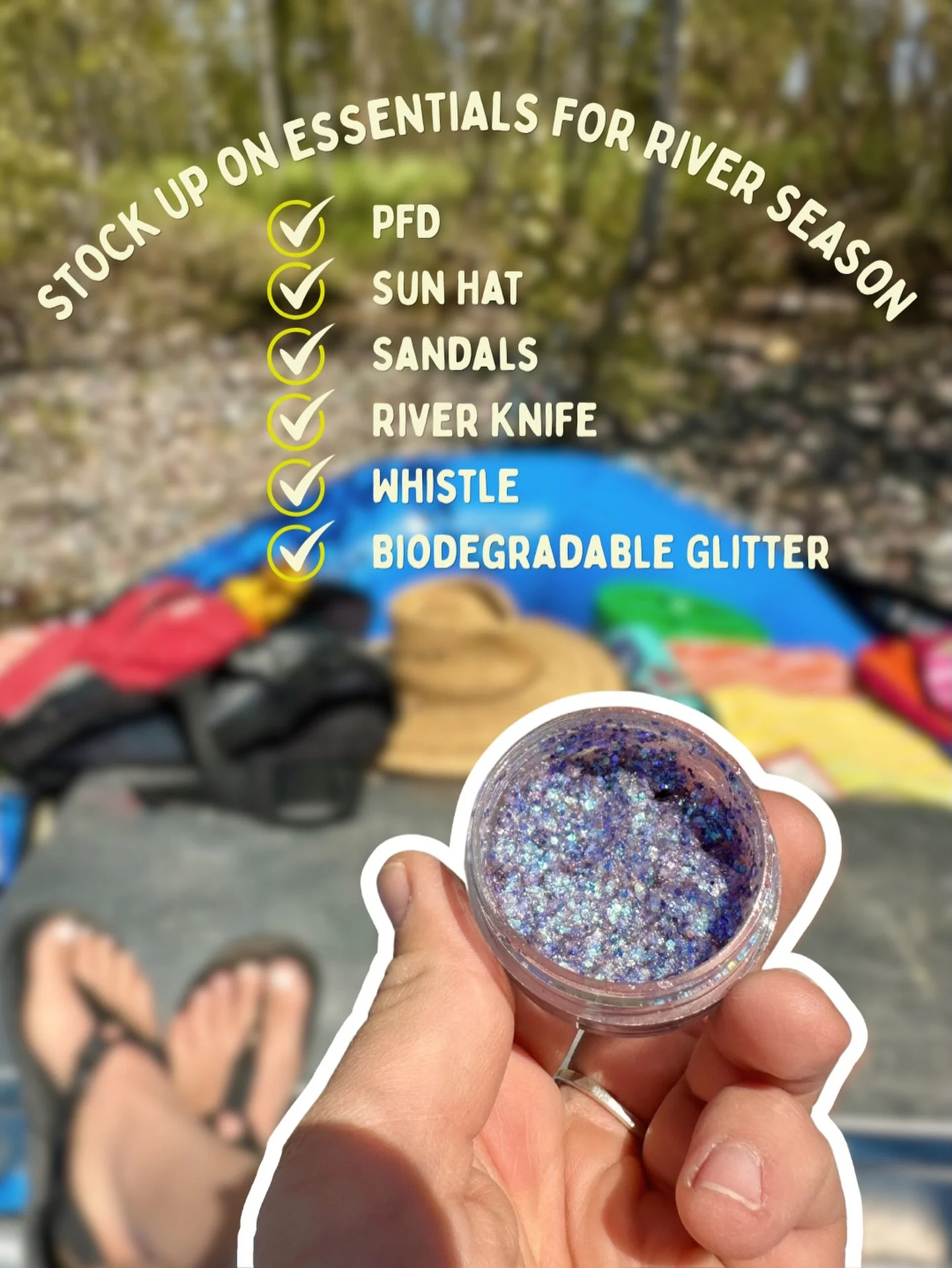@nrsweb this is our official pitch for &ldquo;safety glitter&rdquo; to be considered a river kit essential. 

#staysparkly #biodegradableglitter #whitewaterrafting #glitter