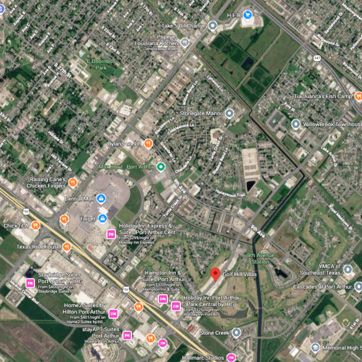 Golf Hill Villas Port Arthur TX Location