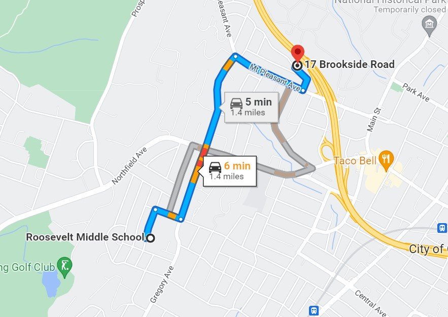 Map to Roosevelt Middle School