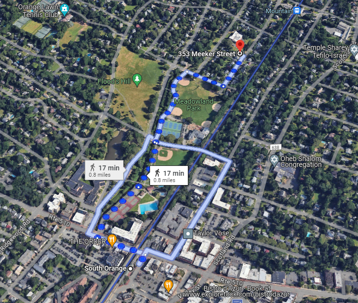 Map to South Orange Station