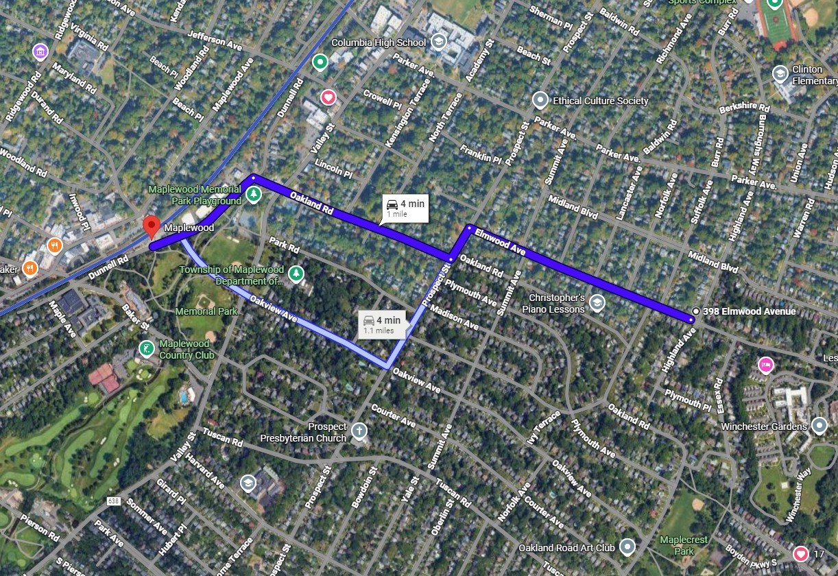 Map to Maplewood Train Station