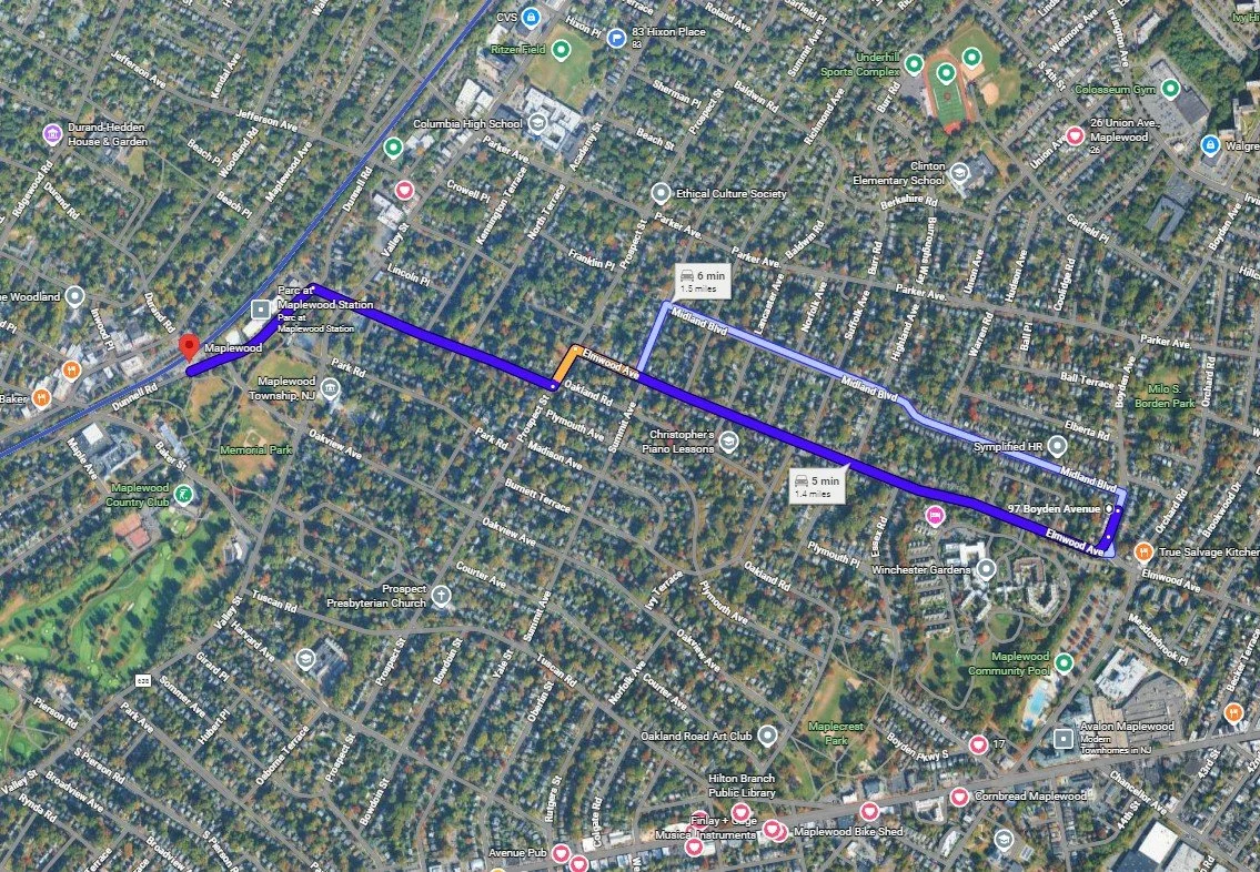 Map to Maplewood Station