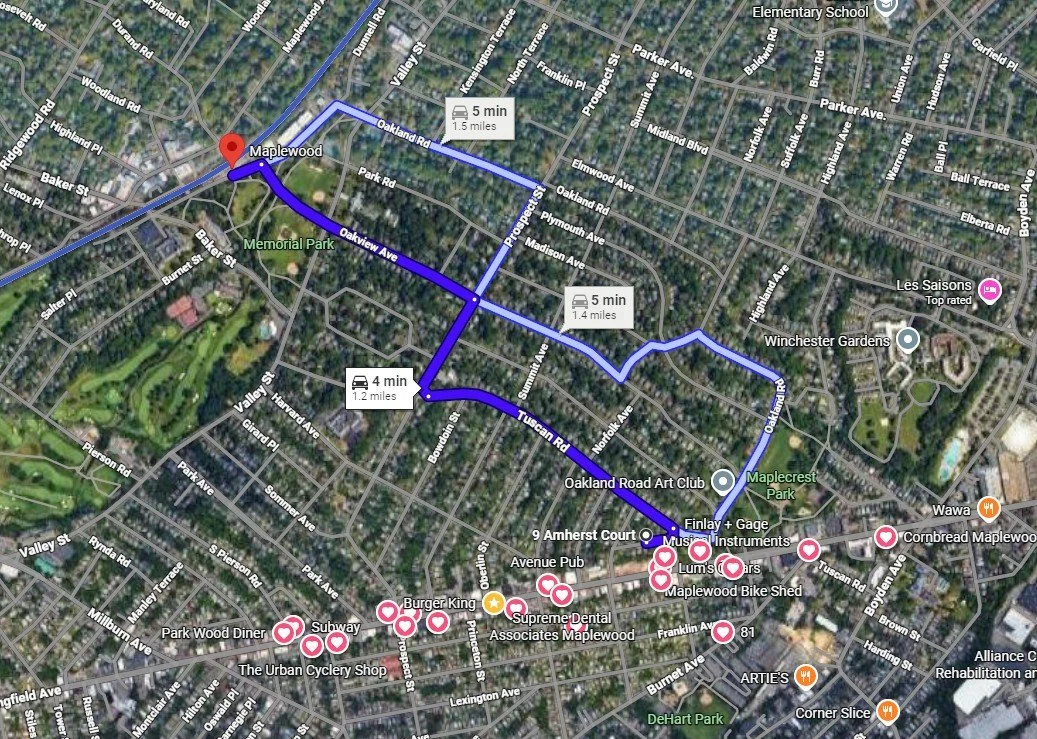 Map to Maplewood Train Station