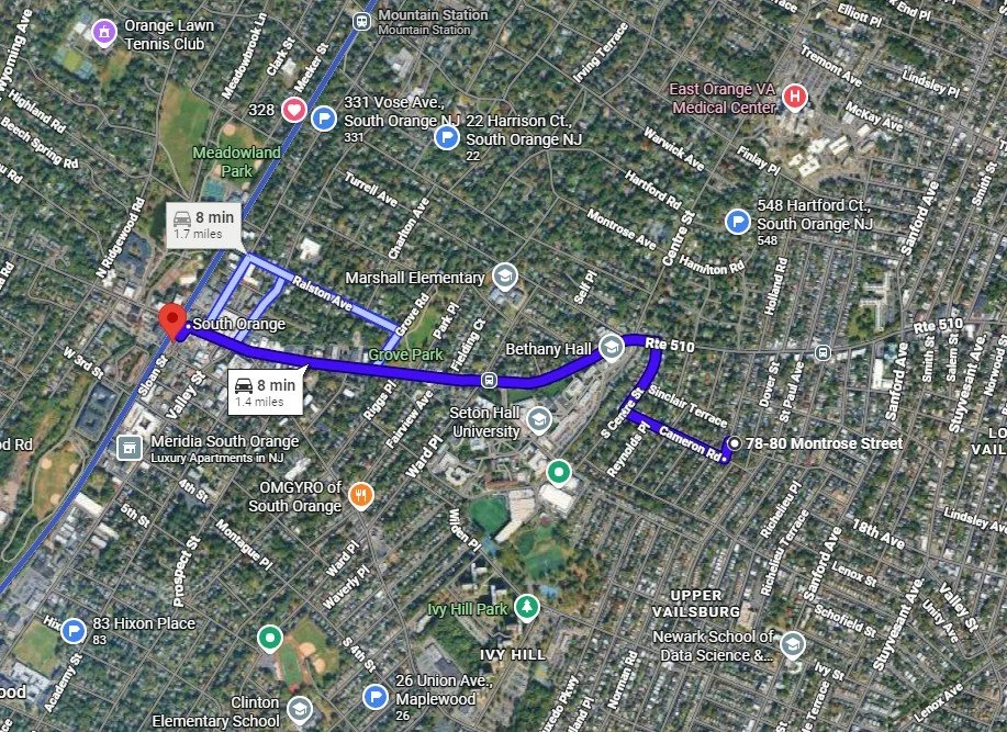 Map to South Orange Station