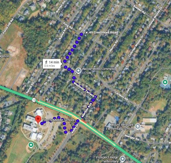 Map to Liberty Middle School