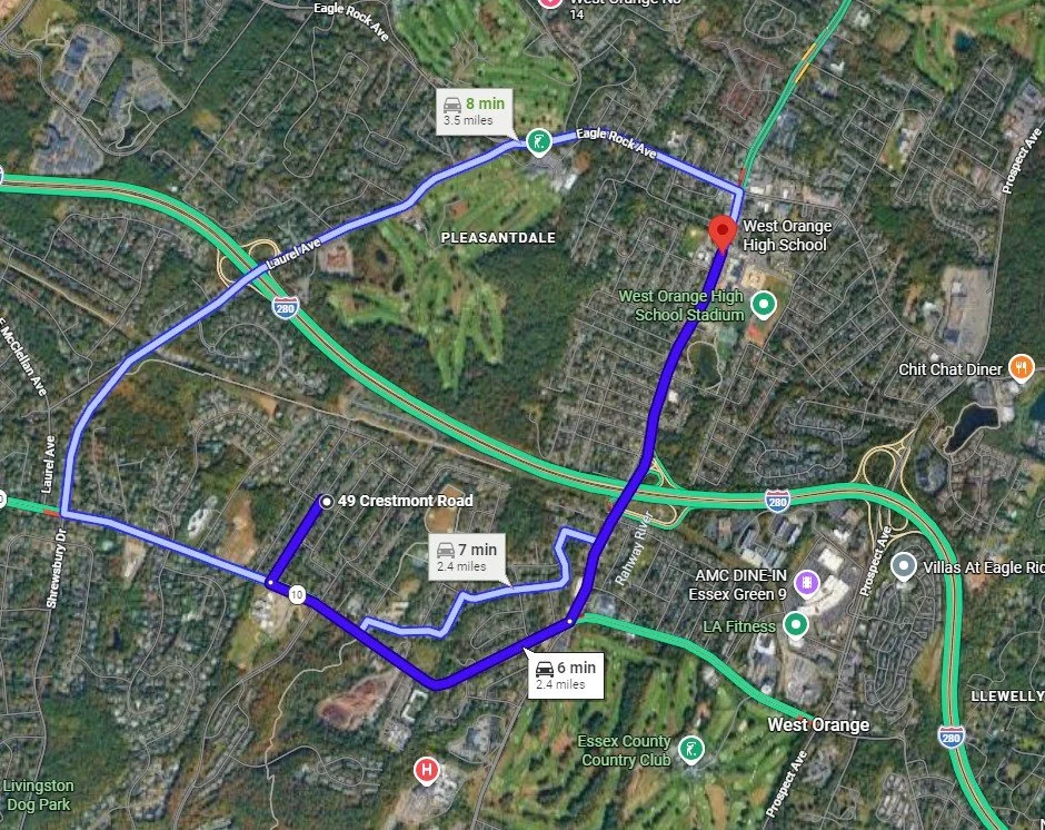 Map to West Orange High School