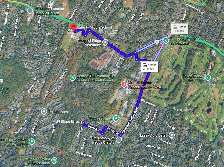 Map to Liberty Middle School