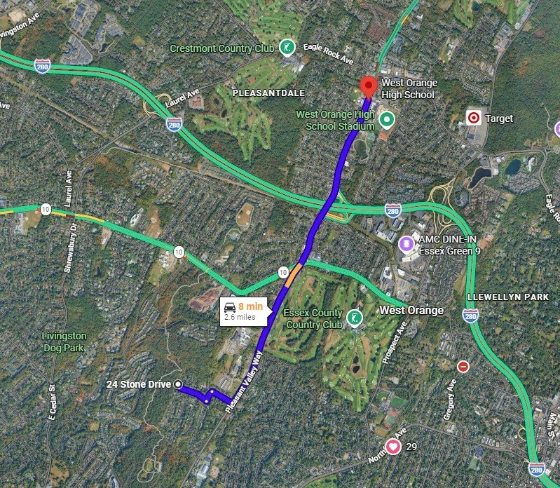 Map to West Orange High School