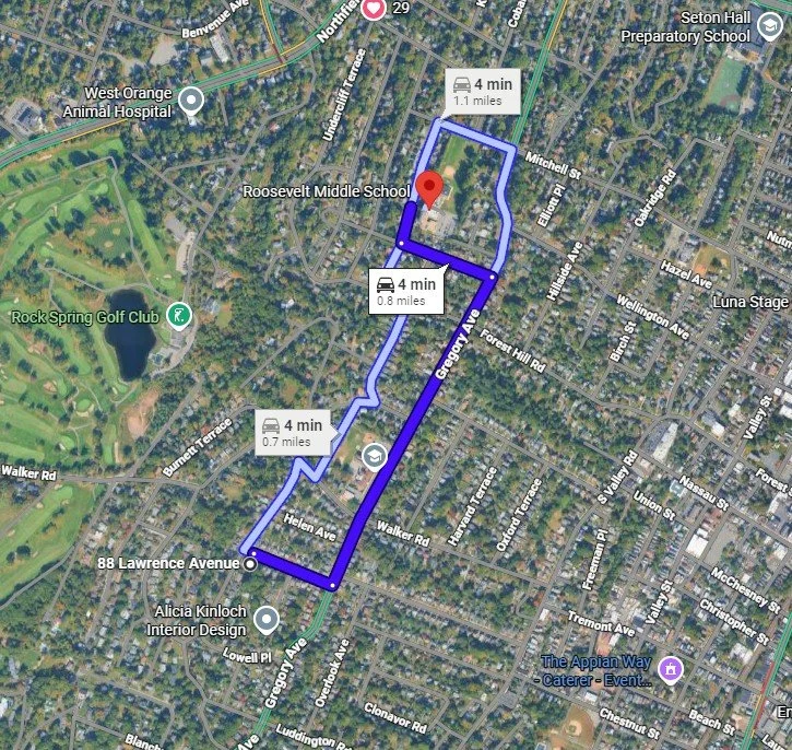 Map to Roosevelt Middle School