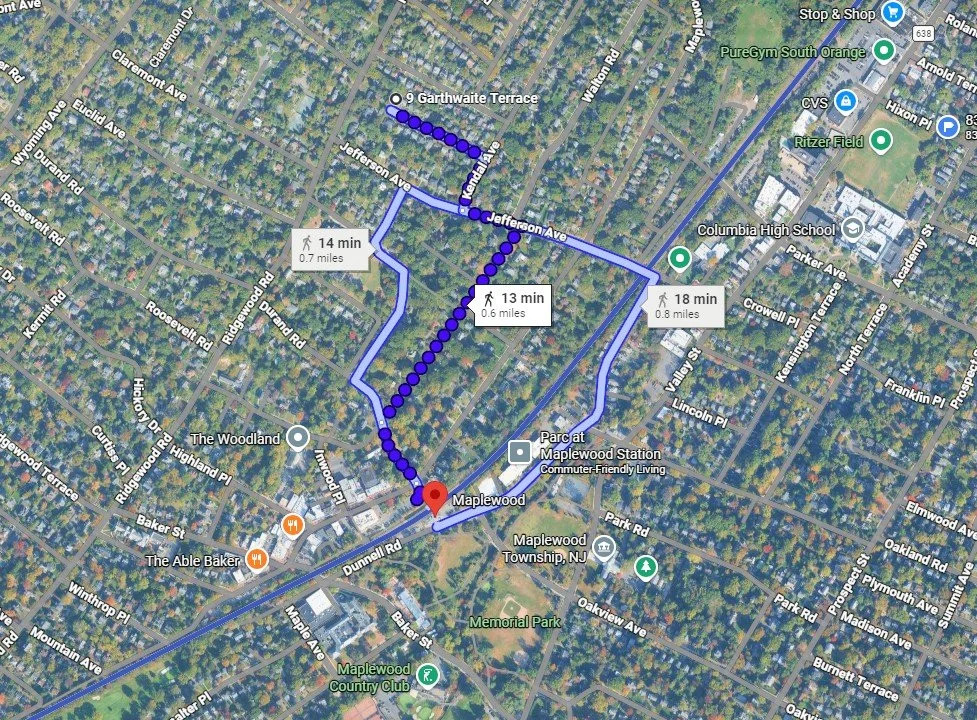 Map to Maplewood Train Station