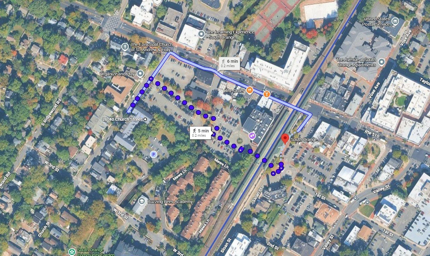 Map to South Orange Station