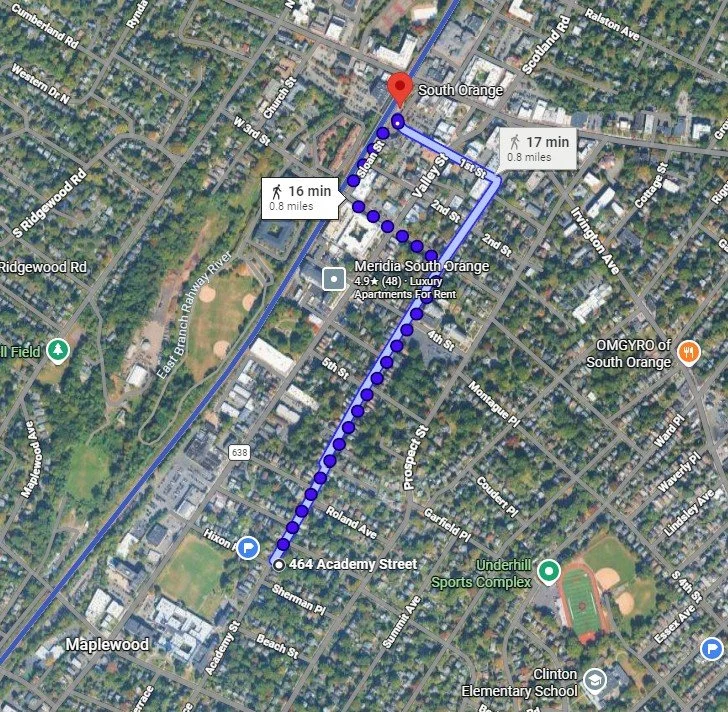 Map to South Orange Station