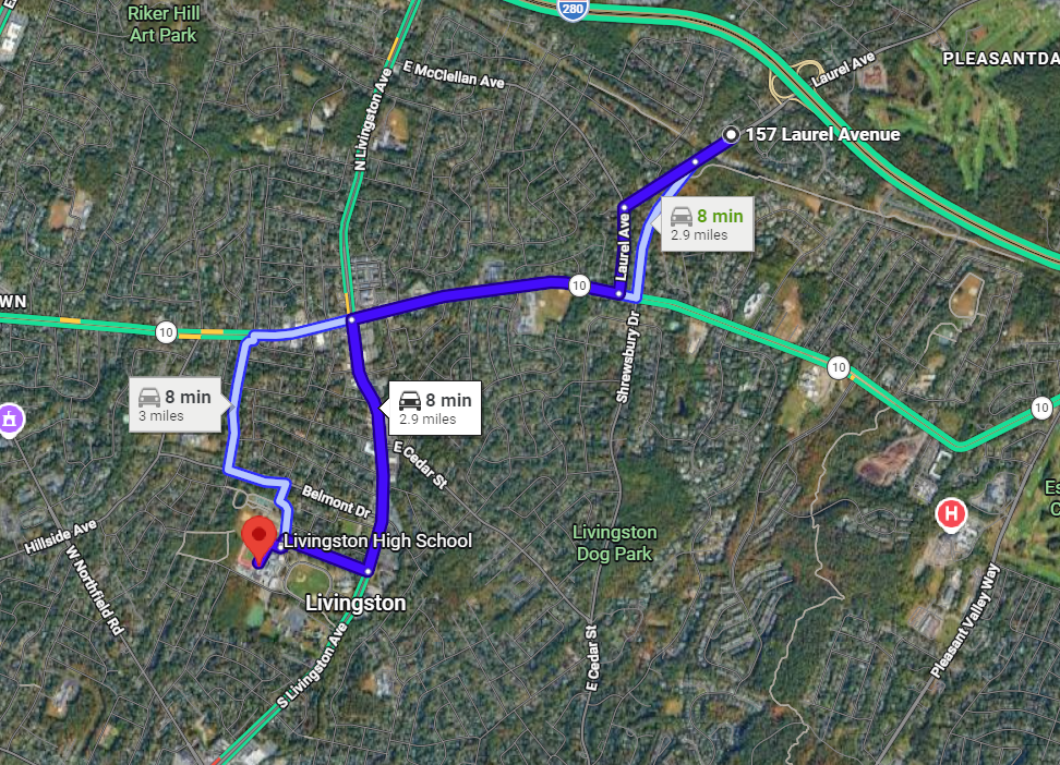 Map to Livingston High School