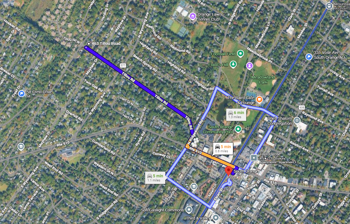 Map to South Orange Station