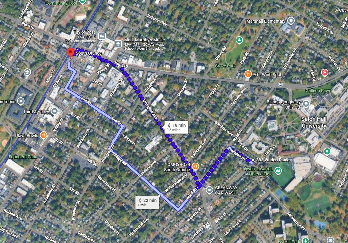 Map to South Orange Train Station