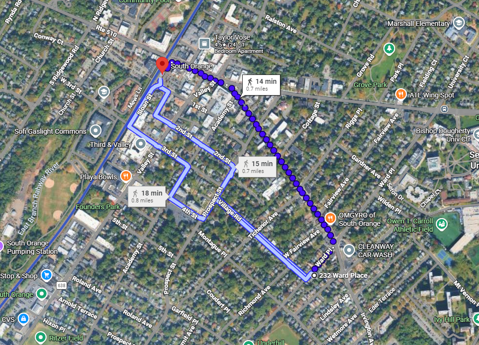 Map to South Orange Train Station