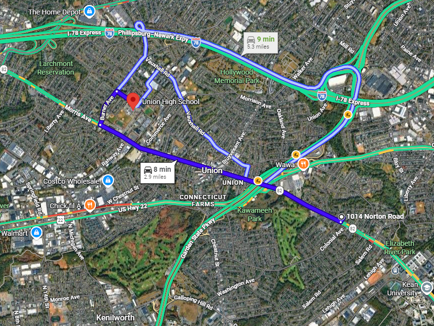 Map to Union High School