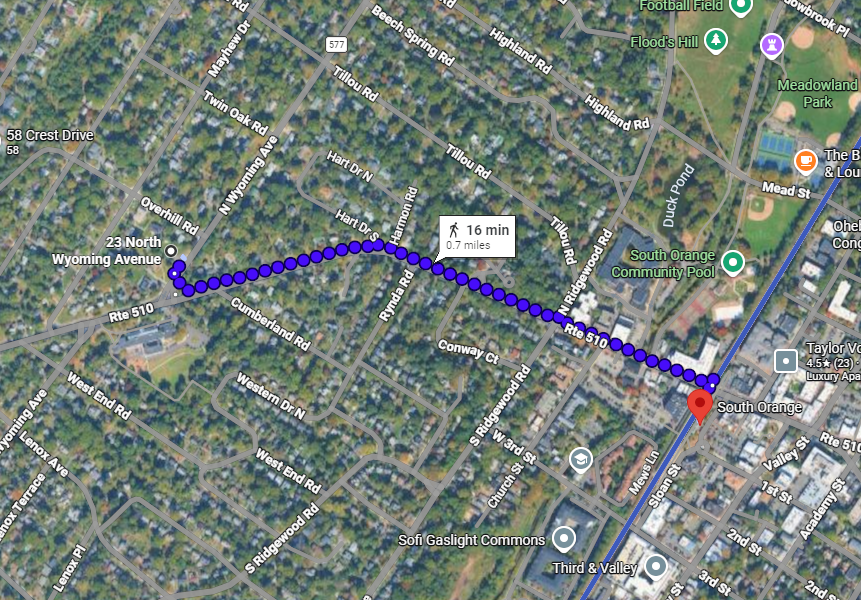 Map to South Orange Station