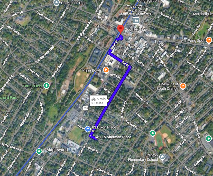 Map to South Orange Train Station