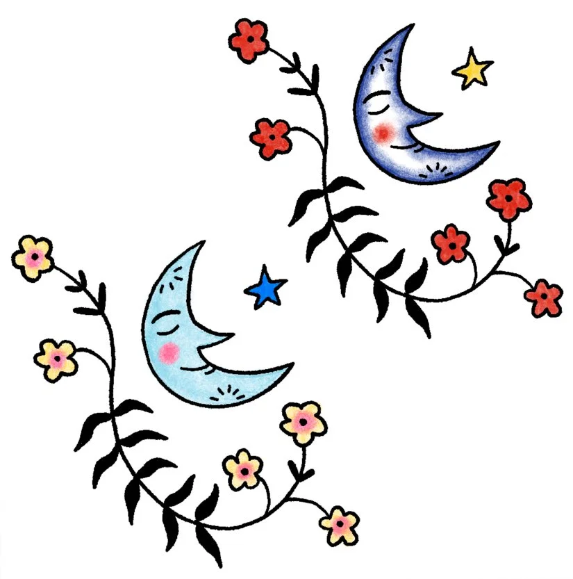 Moon & Flowers 3-4" // 2.5-4 hours