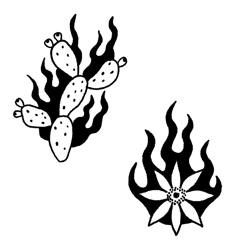 Flaming Cactus 2-2.5" // 1.5-2.5 hours 
Flaming Sunflower 1.5-2" // 1.5-2 hours