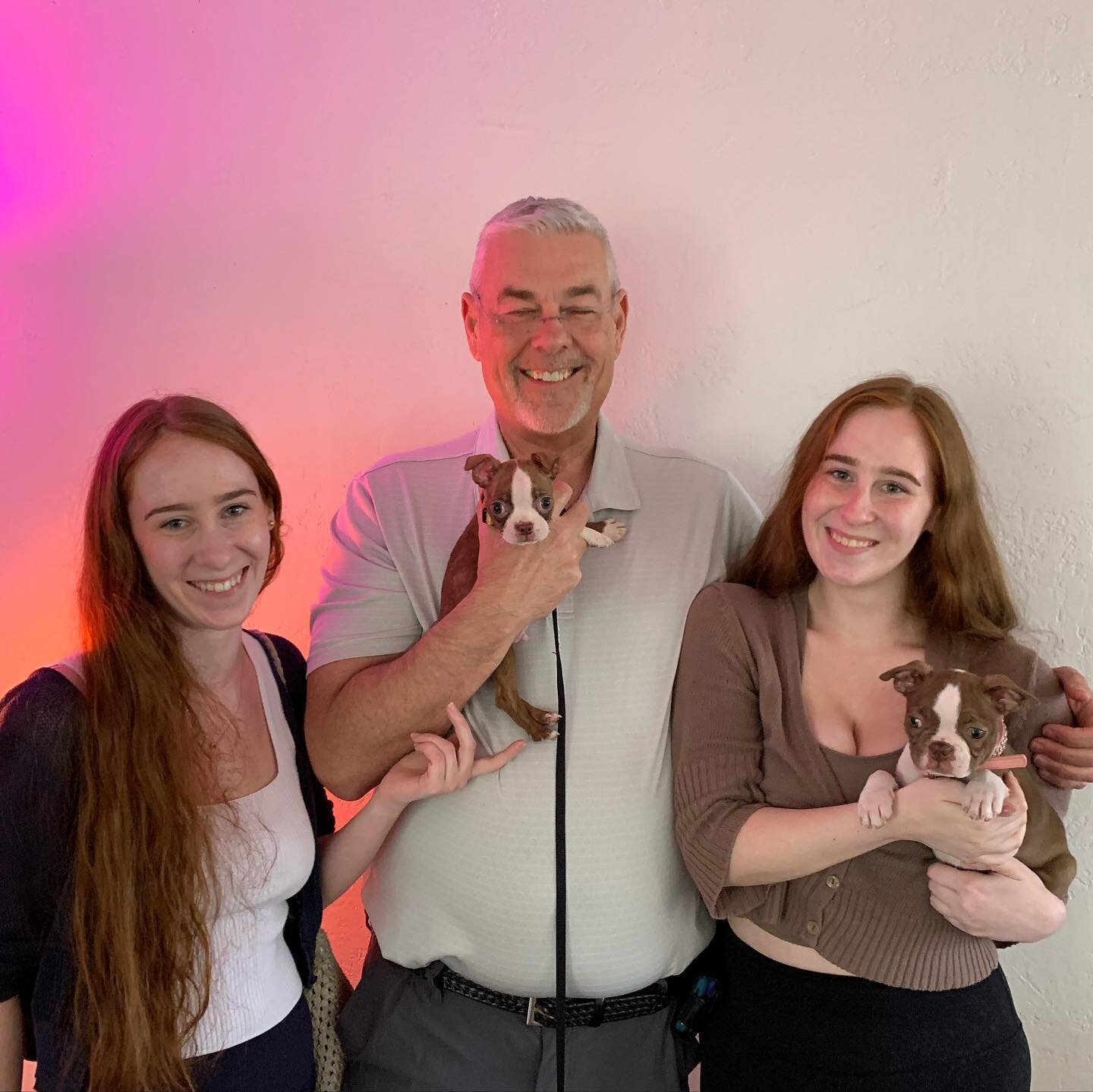 &ldquo;Lady &amp; Buster&rdquo; going to their forever homes. The entire Barney family loves Bosties so they got two pups. Always a pleasure dealing with people who are kind and warm. Cant wait to see Buster wearing his bow-tie collar in the future. 