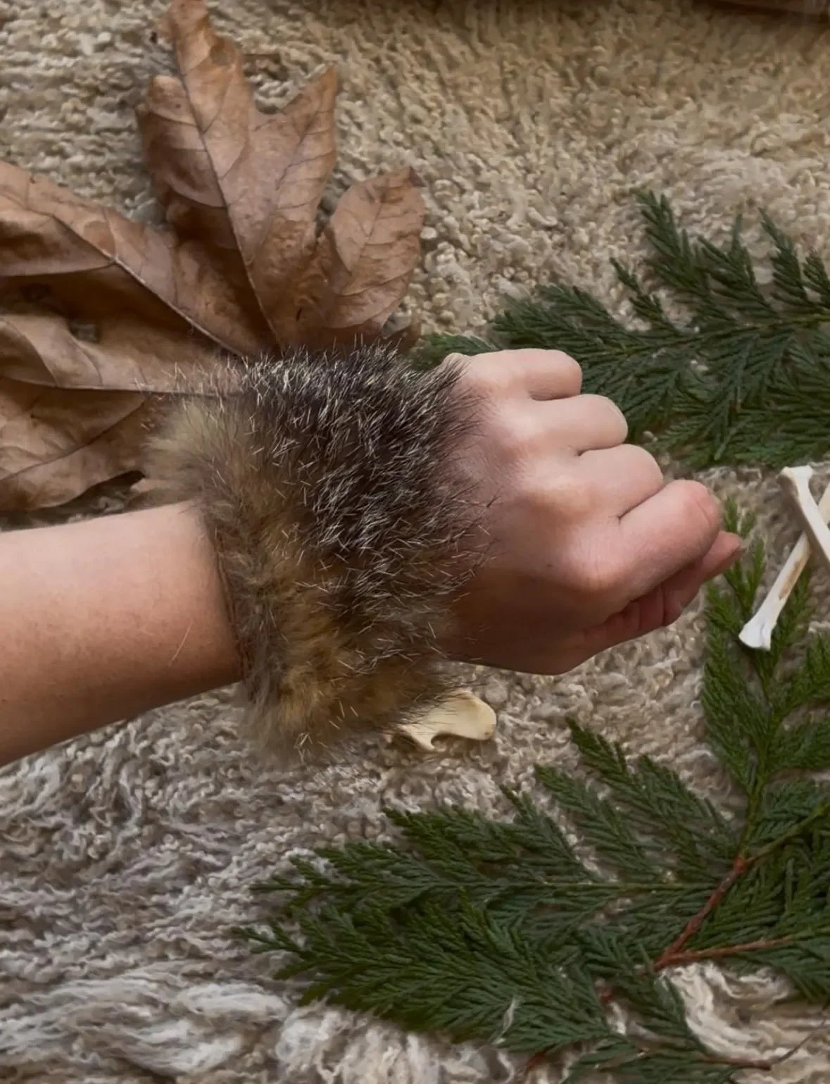 Deer and Fox Fur Wrist Cuff