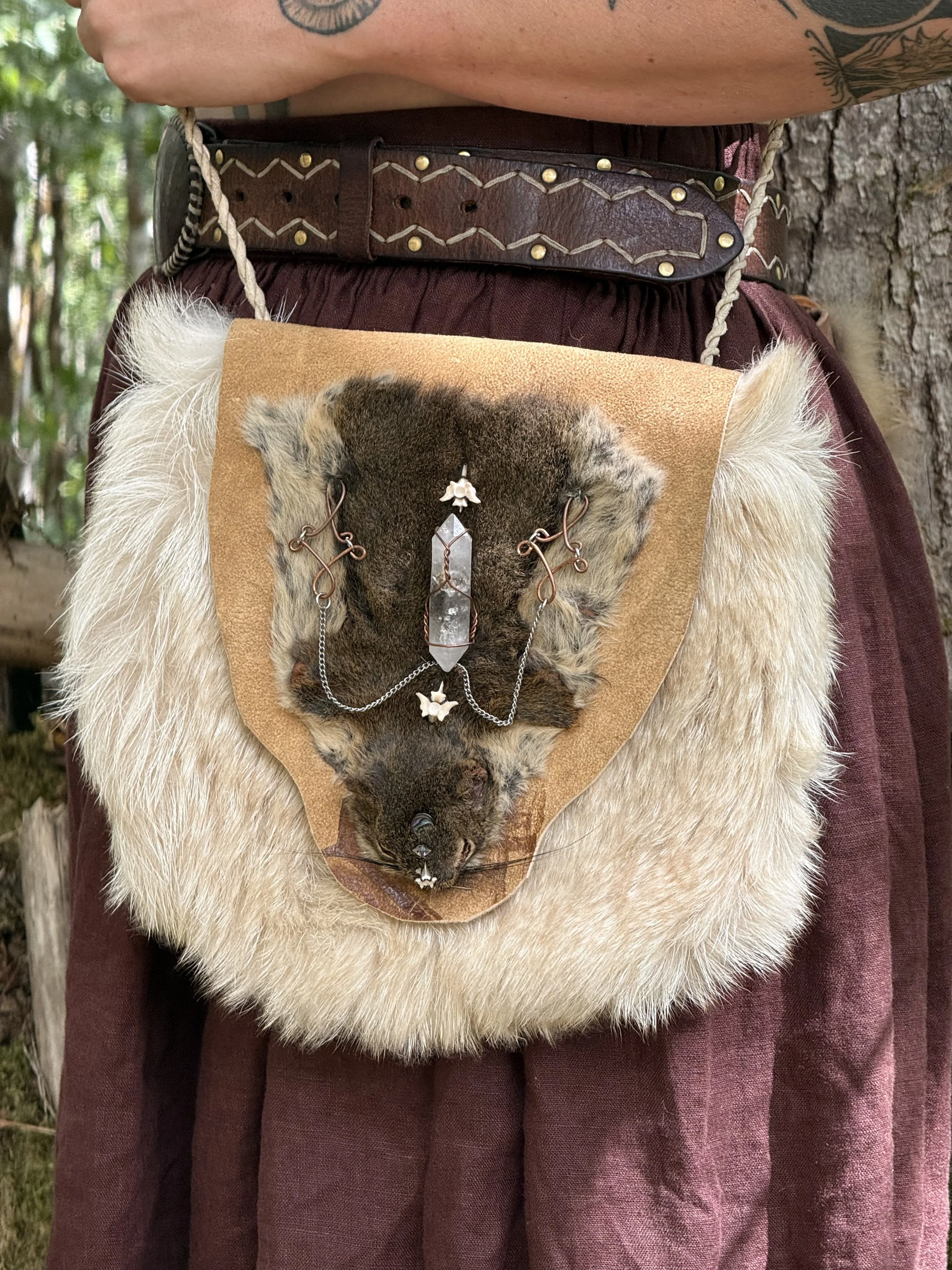 The Faerie Queen - squirrel, elk, goat, and deer skin bag
