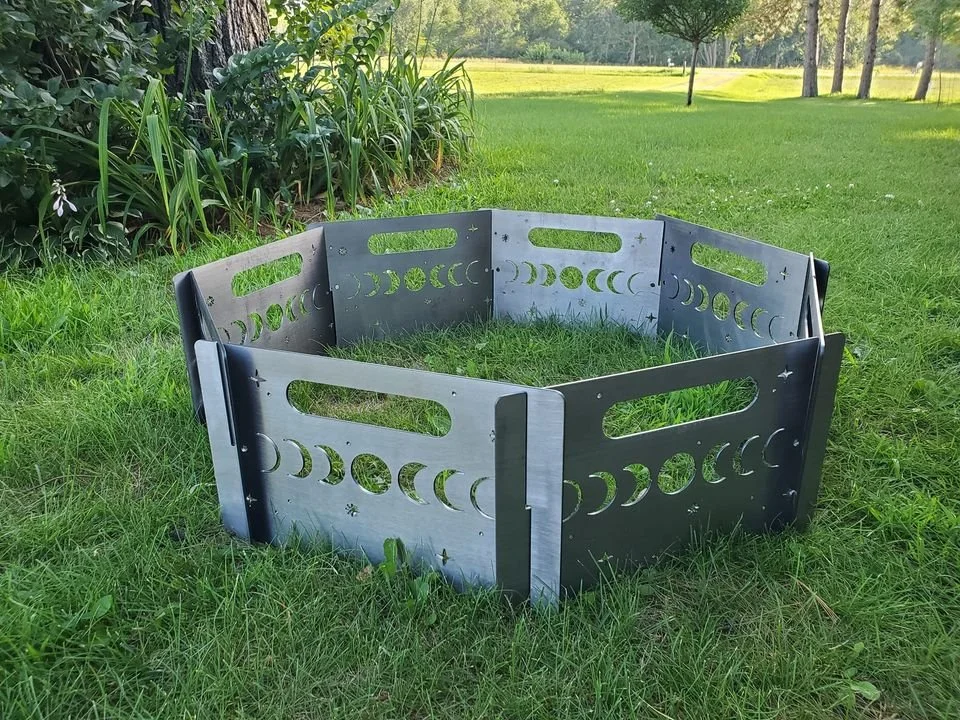 Metal steel collapsible fire ring moon stars pattern unfinished by METALgarden