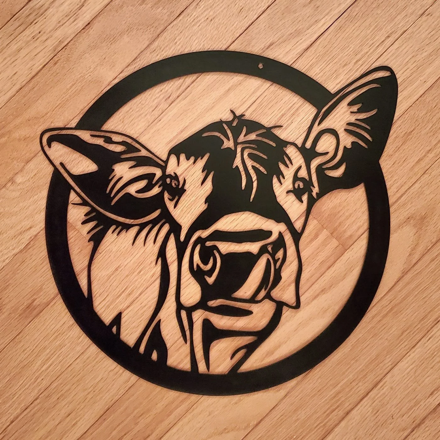 Metal steel cow painted black by METALgarden
