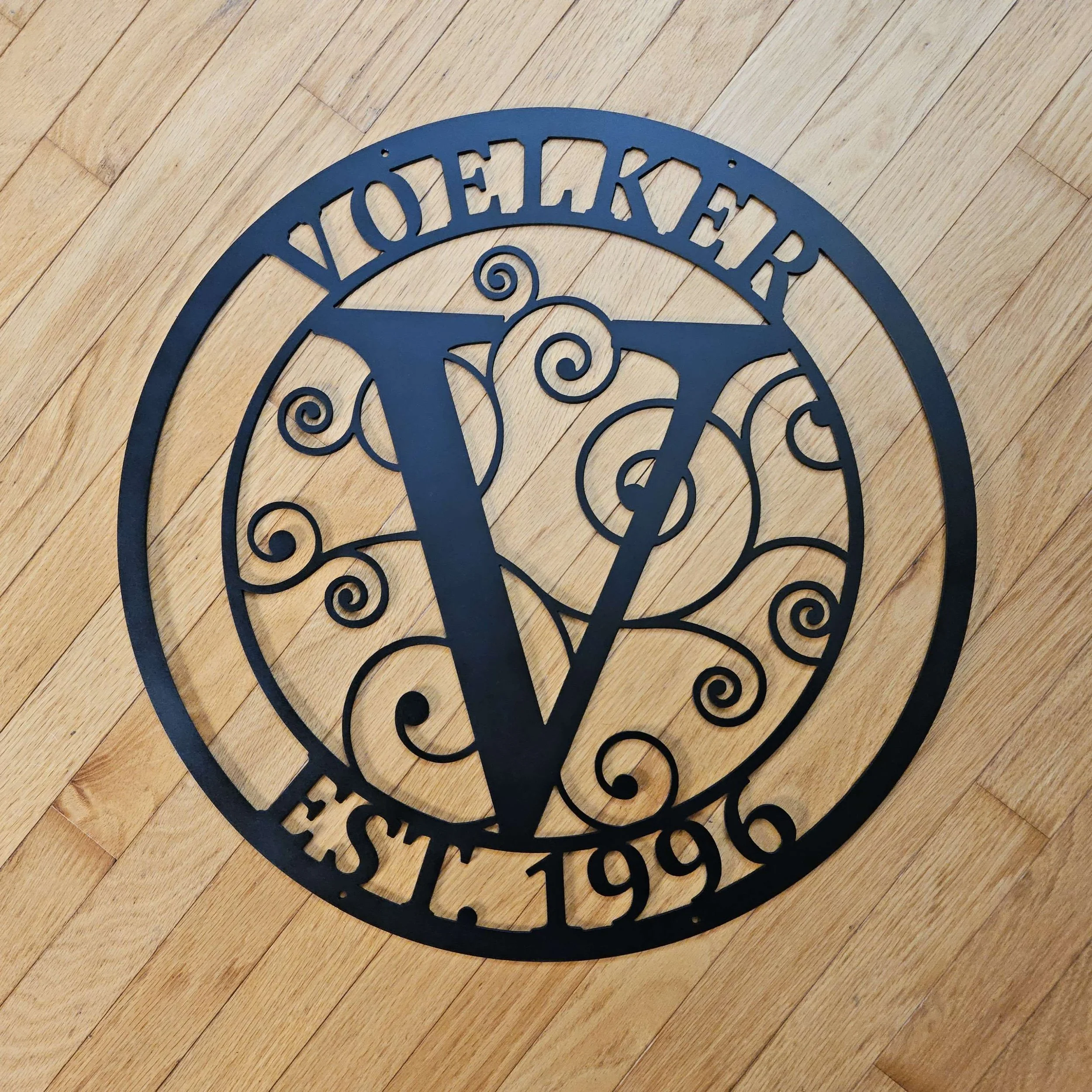 Metal steel monogram custom sign decoration with black paint by METALgarden