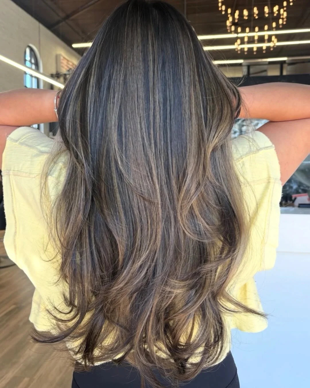 Dimensional highlights and custom hair color at Salon Posta in Marietta