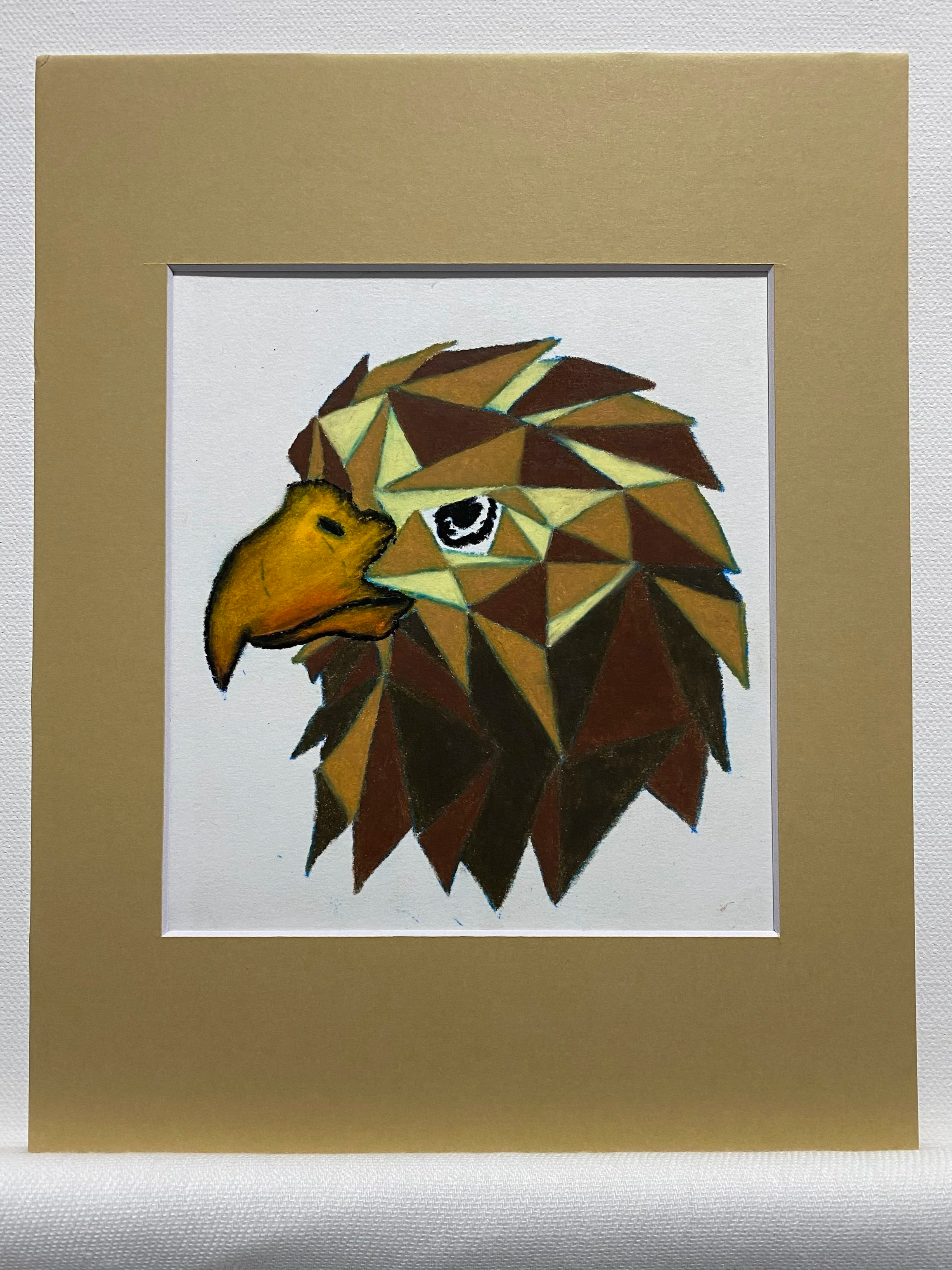 Stained Glass Style Eagle
Oil Pastel on paper
Matted to fit 8" x 10" frame
