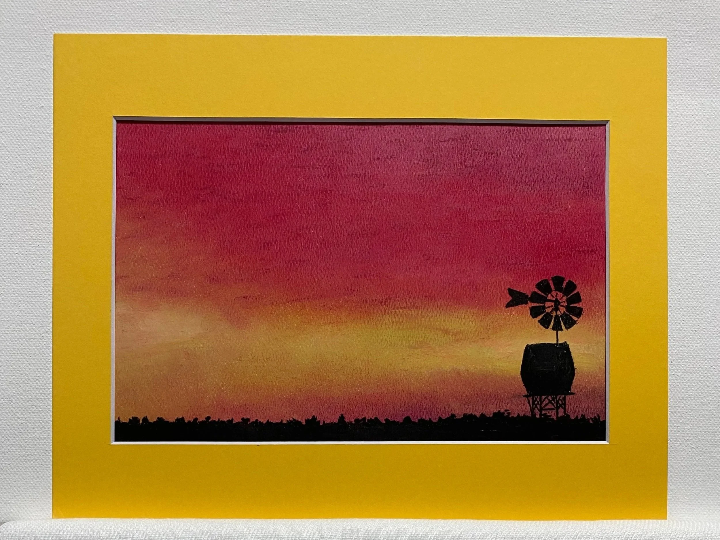 Outback Water Tower
Oil Pastel on paper
Matted for 8" x 10" frame