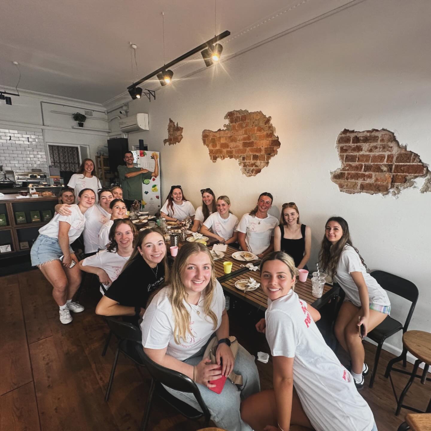 Such a blast hosting these wonderful ladies at our Espresso Bar today! Justin crushed it on the machine, and Geet brought the bacon to the table 😆. 
Thanks for choosing us&mdash;glad you all had an amazing time! 

#angelsfootytrip @maddimaconachiedy