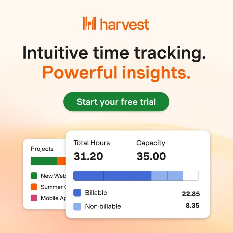 Harvest Intuitive time tracking. Powerful insights. Start your free trial.