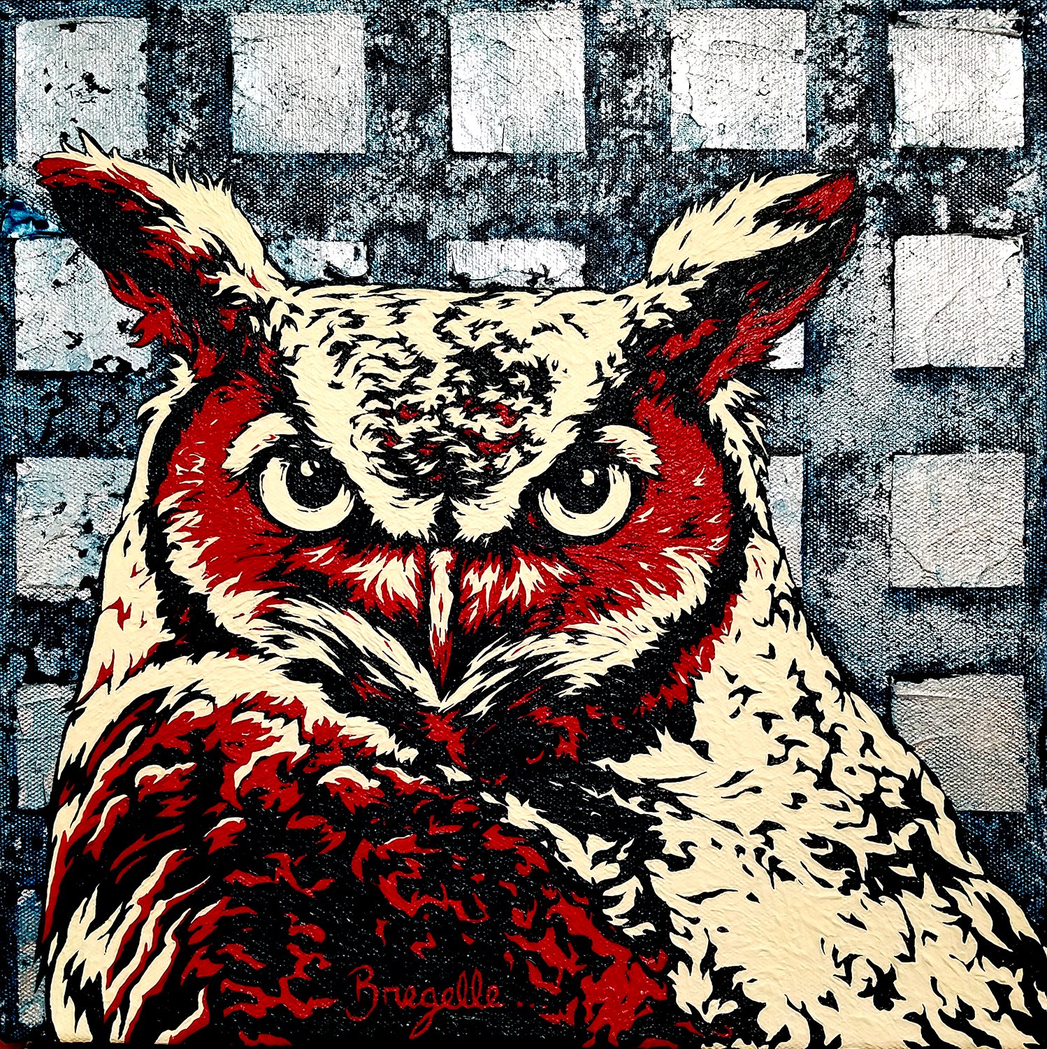 Unwavering Gaze - 12" x 12", Acrylic on Canvas w/silver leaf - SOLD